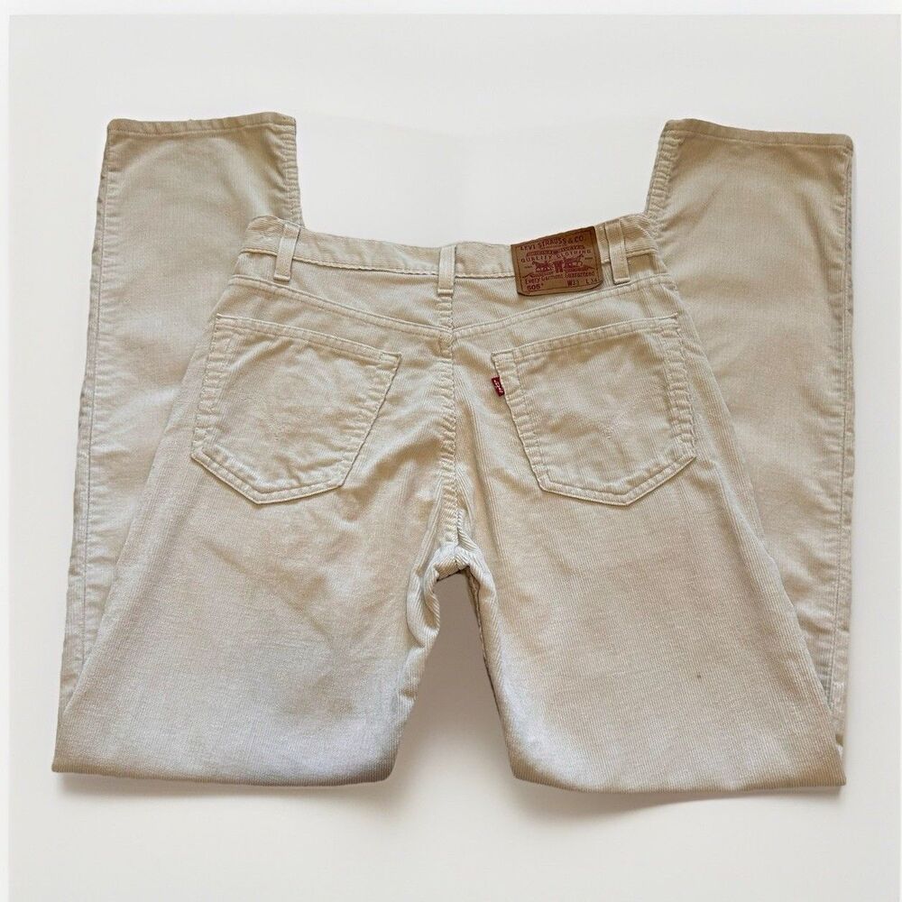 Levi's 505 Corduroy‎ Pants Mens 33x34 Straight Leg White Ivory VTG